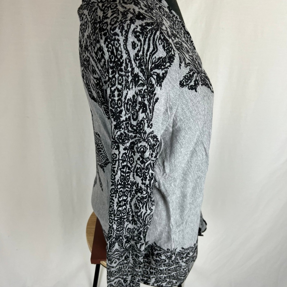 Soft Surroundings Womens Carrie Cardigan Gray Black Size Medium Sweater - Picture 3 of 8